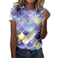 thumbnail image 2 of Womens Summer Tops 2026 T Shirt Loose Fit Short Sleeve Top Digital Scale Print Crew Neck Casual Fashion Clothes, 2 of 4