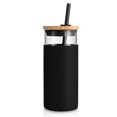 thumbnail image 1 of Tronco 20 oz Glass Tumbler with Straw and Bamboo lid,Wide Mouth Smoothie Cups,Reusable Iced Coffee, 1 of 9