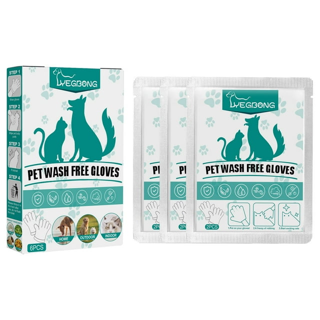 Pet Gloves For Cats And Dogs Bathing Grooming Easy To Use Drying Wipes Kit For Ideal For Quick Clean Up 6PCS