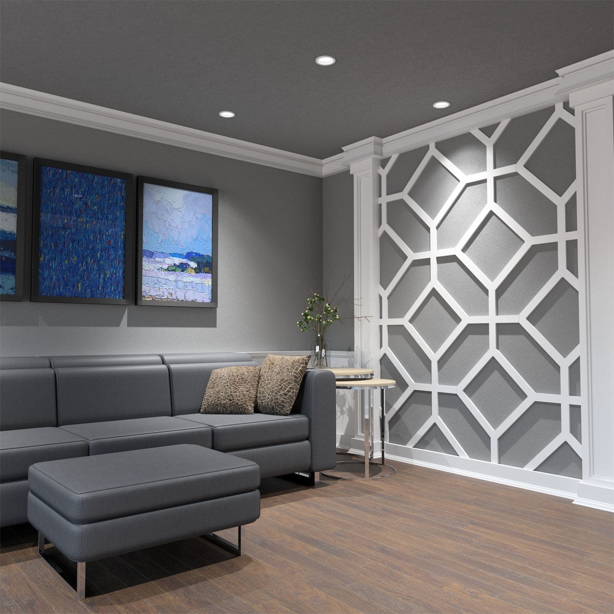 White 39-5//8W x 23-3//4H Ekena Millwork WALP24X24CAM-CASE-10 Wall Panel
