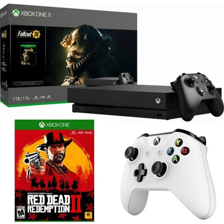 Microsoft Xbox One X 1 TB Fallout 76 Bundle (CYV-00146) with Rockstar Games Red Dead Redemption 2 For Xbox One & Microsoft Xbox Wireless Controller White