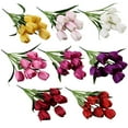 thumbnail image 4 of Lierteer 9 Heads Artificial Flowers Fake Tulips Plastic Plants For Wedding Home Decor Pink, 4 of 8
