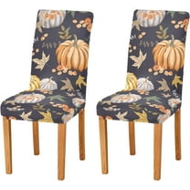 Fall Orange Pumpkins Thanksgiving Day Dining Chair Covers Set of 4 Stretch Chair Cover Removable Chair Slipcover Washable Dining Chair Seat Cover for Dining Room Kitchen Wedding Party Decor