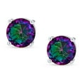 thumbnail image 2 of Bling Jewelry Womens Unisex Black Mystic Rainbow CZ Stud Earrings Sterling Silver Round/Square 6MM, 2 of 7