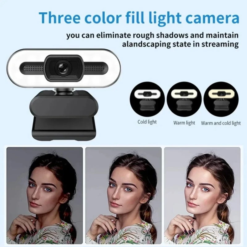 Full HD 4K 2K 1080P PC Laptop for Computer PC Web Camwith Microphone with Light Webcam Auto  Live Streaming Flexible Webcam