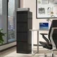 thumbnail image 2 of 4 Drawer Vertical File Cabinet Black Metal Filing Cabinet with Lock Anti-Tilt Safety Design Smooth Ball-Bearing Drawers for Letter Legal A4 Document Storage Home Office, 2 of 7