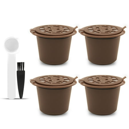 

Reusable Coffee Capsules Cup Black Refillable Coffee Capsule Refilling Filter Coffeeware-Brown