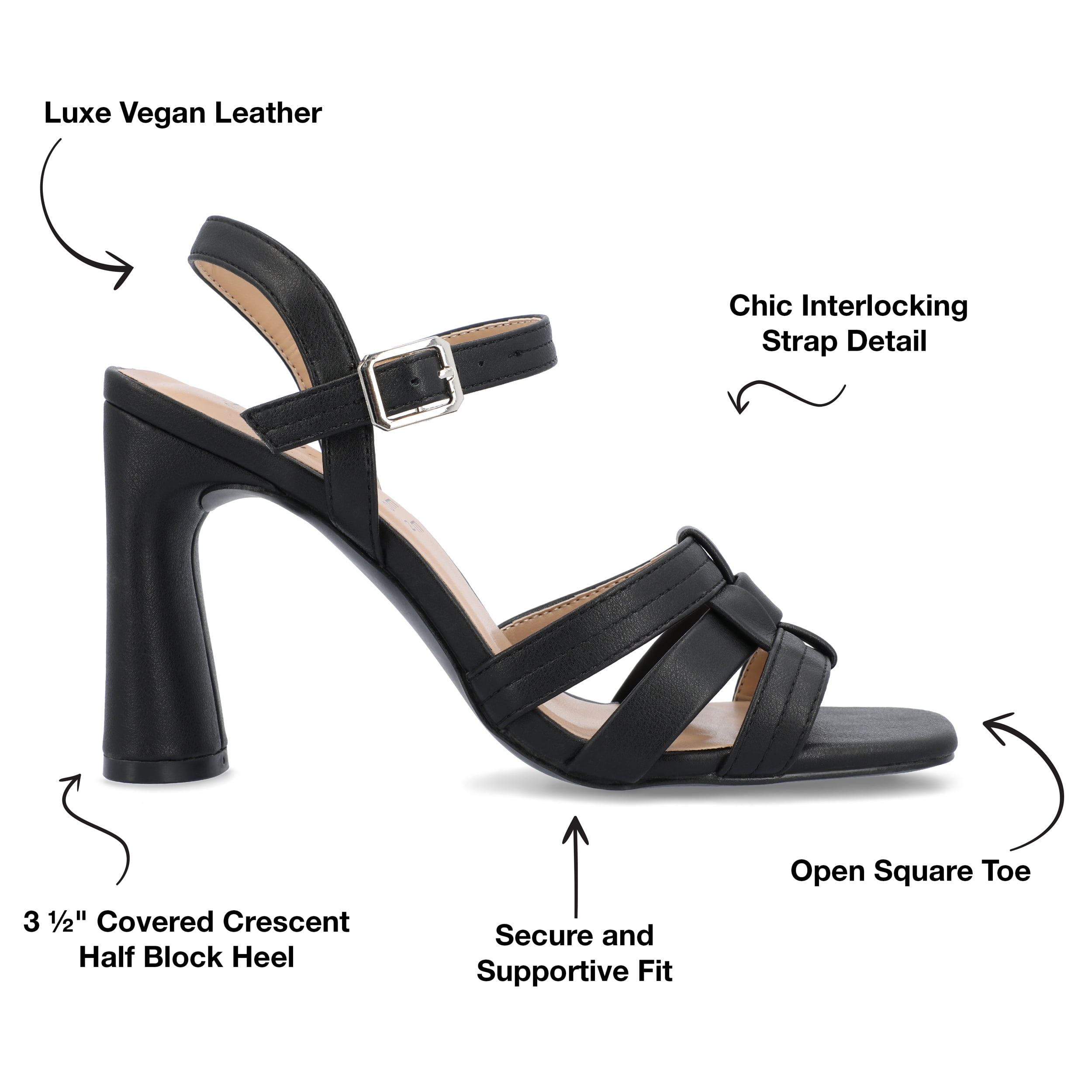 Journee Womens Gibssen Ankle Strap Covered Block Heel Sandals