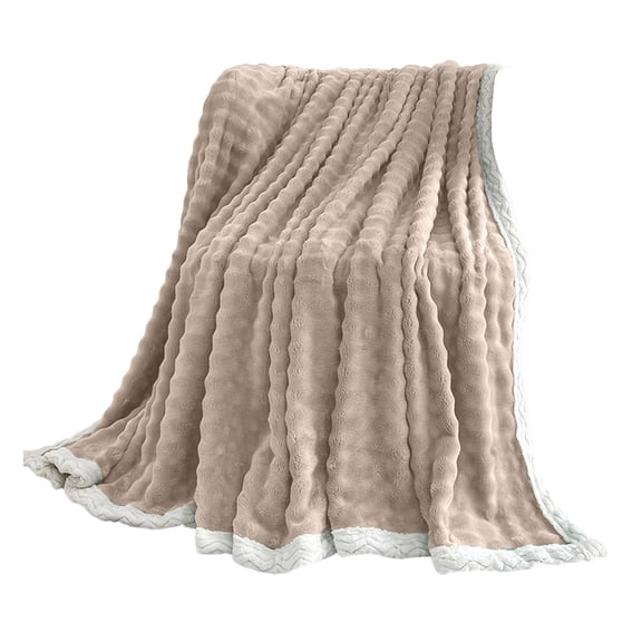 Fleece Blankets 48 × 79 Inch Flannel Throw Blanket with White Plush Edge Double-Sided Soft Fuzzy Warm Blanket for All Seasons Couch, Bed, Sofa, Machine Washable