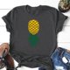 thumbnail image 2 of Gibobby Playera Manga Corta para Mujer Mujeres Casual Piña Impresión Mangas Cuello Redondo Camiseta Suelta Blusa Tops(Gris oscuro,CH), 2 of 4