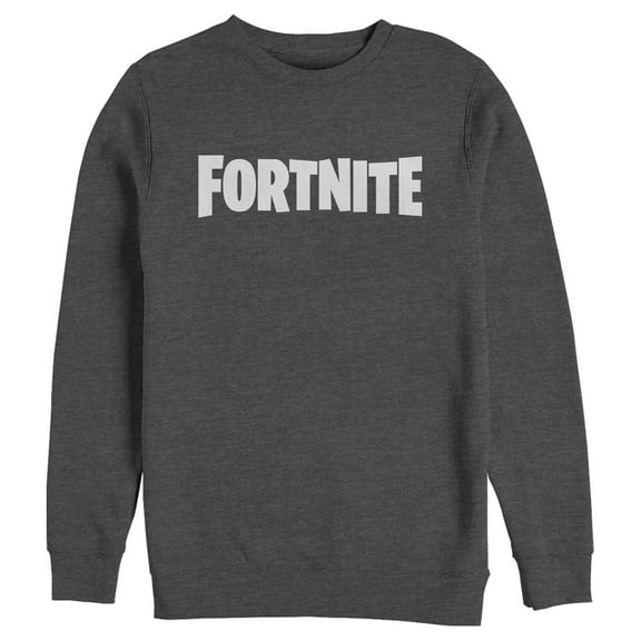 Men's Fortnite Classic White Logo Sweatshirt Charcoal Heather Small