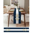 thumbnail image 4 of Table Runner 70 Inches Long for Kitchen Dining, Yellow Anchor Nautical Dresser Scarf Farmhouse, Dining Table Decorations for Wedding/Parties, Navy Blue White Striped 13 x 70 In, 4 of 9