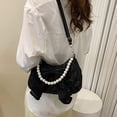 thumbnail image 7 of Jiibva Retro Bow Pearl Shoulder Bag Bow Handbag Fashionable Pearl Armpit Bag Woman Underarm Bag Sweet Crossbody Bags, 7 of 7