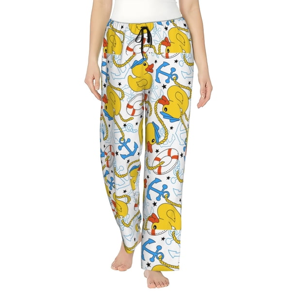 Balery Ducks and Anchors Pantalones de pijama para mujer, pijamas ultraligeros, pantalones de estar por casa-3X-Large