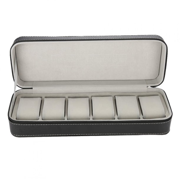 Caja de reloj con 6 ranuras, organizador de almacenamiento para exhibición de joyas, caja de regalo para reloj de pulsera