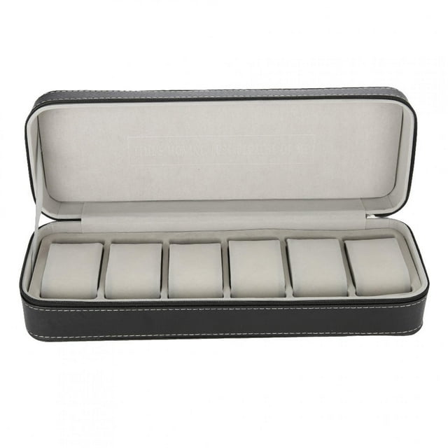 Caja para relojes con 6 ranuras, organizador de almacenamiento para exhibición de joyas, caja para relojes de pulsera
