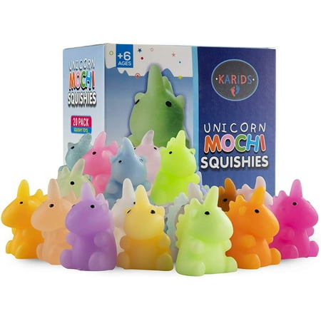 Karids 20 Pack Multicolor Mochi Unicorn Squishies - Individually Wrapped for Party Bag Fillers