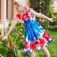 thumbnail image 6 of SGFCWSX Girls Summer Dresses 4th of July American Flag Patriotic Ruffle Sleeve Casual Tiered A-Line Kids Dress Multicolor Size 7-8 Years, 6 of 8
