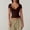 Coffee, variant on Women's V Neck Short Sleeve Tops With Built-in Seamed Cup And Double Lined Featuring Fitted Cropped Cut Beige L