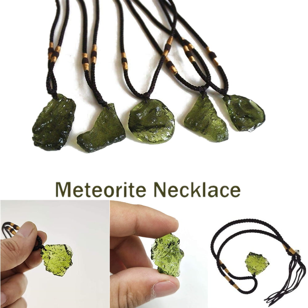 UK Natural Crystal Pendant Green Gem Moldavite Meteorite Impact Glass Necklace