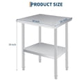 thumbnail image 2 of Bingirl 24 x 36 in Ultra - Thick Stainless Steel Prep Table with Rounded Corners, Commercial Grade, Adjustable Undershelf, Heavy Duty - 660 Lbs Countertop Load for Commercial & Outdoor Use, 2 of 7