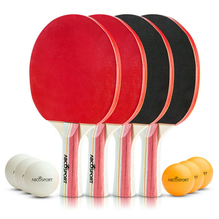 Abco Table Tennis Set – Pack of 4 Premium Table Tennis Paddles/Rackets and 6 Table Tennis Balls – 5 Ply Blade with 5.6 MM Thickness – Ideal for Professional & Recreational (Best Table Tennis Blades For Beginners)