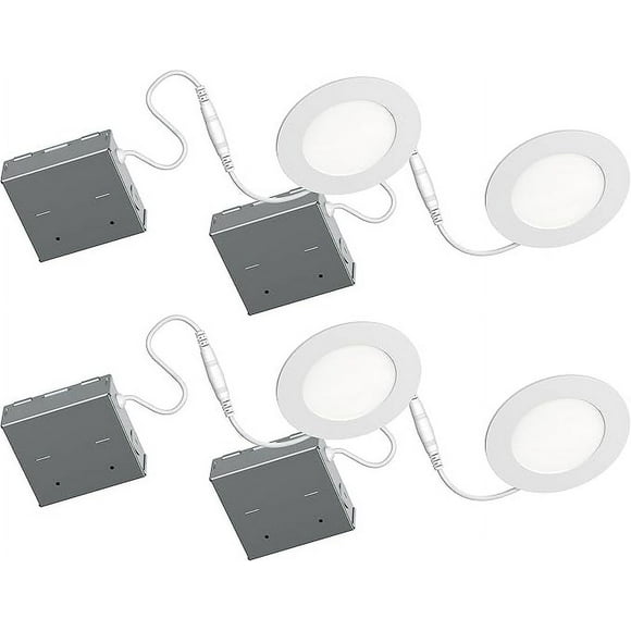 BAZZ Slim Disk Radiant 4 14 Po. Blanc Mat Kit de Luminaire Encastré Intégré à LED (Lot de 4)