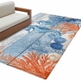 thumbnail image 2 of Sea Corals Seahorse Washable Area Rugs 4'x6', Summer Beach Sea Stars Blue Wood Grain Low Pile Throw Living Room Rug Non-Slip Sturdy Edge Binding Carpet for Indoor Entryway Bedside Kitchen, 2 of 9