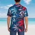 thumbnail image 4 of Disketp Red And Blue Leaves Hawaiian Shirts for Men,Mens Casual Short Sleeve Button Down Shirts Beach Shirt,Large, 4 of 7