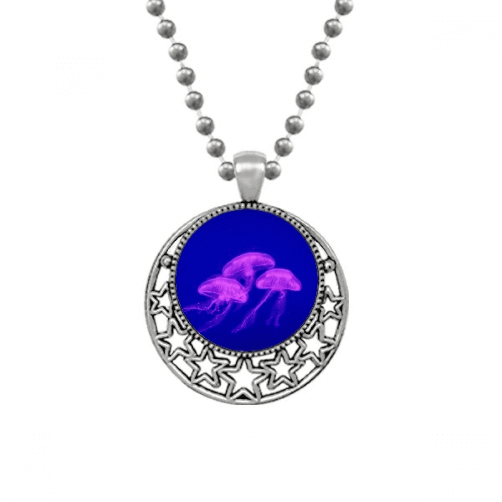 Ocean Jellyfish Science Nature Picture Necklaces Pendant Retro Moon