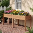 thumbnail image 4 of Costway Outdoor Raised Garden Bed with Legs 73x23x30in Wood Planter Box with Divider Panel Brown, 4 of 10