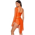 thumbnail image 2 of Runhomal Women's Two Pieces Lyrical Rhinestones Crop Top with Shorts Modern Dance Wear Orange XXL, 2 of 5