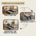 thumbnail image 6 of 2-Seater Convertible Velvet Loveseat Sofa Bed with Pull-Out Sleeper, Adjustable Backrest and Side Pocket for Small Spaces, Apartment, Guest Room, Gray, 6 of 8