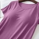 thumbnail image 4 of Pijama de manga corta para mujer, color liso, con almohadilla para el pecho, para exteriores y pantalones., 4 of 4