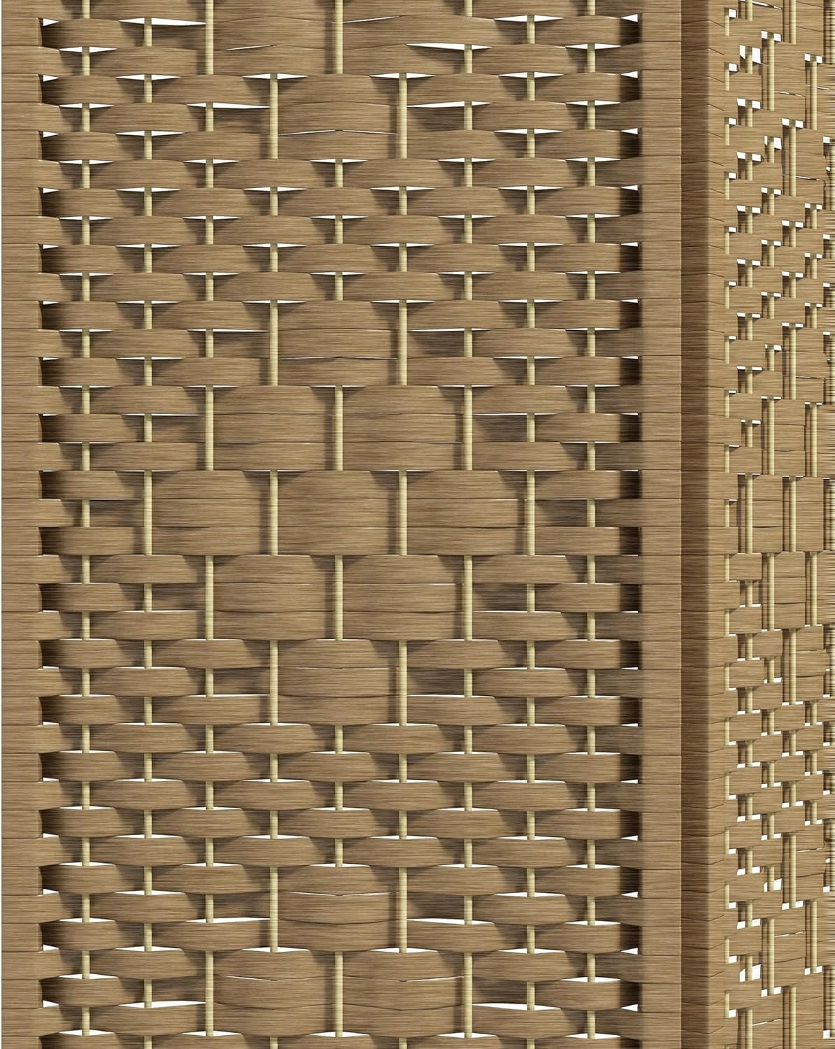 NIUMU 4 Panel Room Divider, Folding Privacy Screen, 5.6' Room Separator, Wave Fiber Freestanding Partition Wall Divider, Natural
