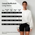 thumbnail image 3 of XXXFLOWER Ladies Casual Tops, Women’s Waffle Henley Long Sleeve T Shirt - Lightweight Crew Neck Blouse for Spring Autumn Daily Casual Wear(White)M, 3 of 6
