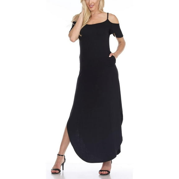 White Mark Womens Cold Shoulder Long Maxi Dress