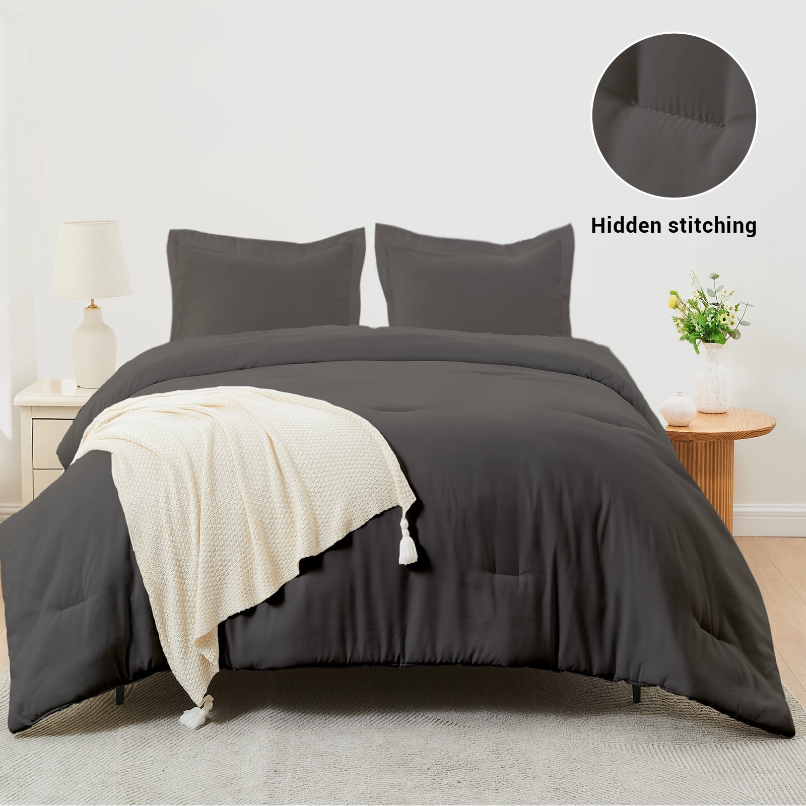 Hitime Ultra Soft Full Size Comforter Set 3 Pieces Gentle Down Alternative Bedding 1 Lightweight Comforter and 2 Pillowcases