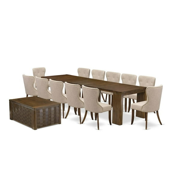 Luxe by East West Furniture 14 Pieces Extendable Dining Set Includes a Rectangle Kitchen Table