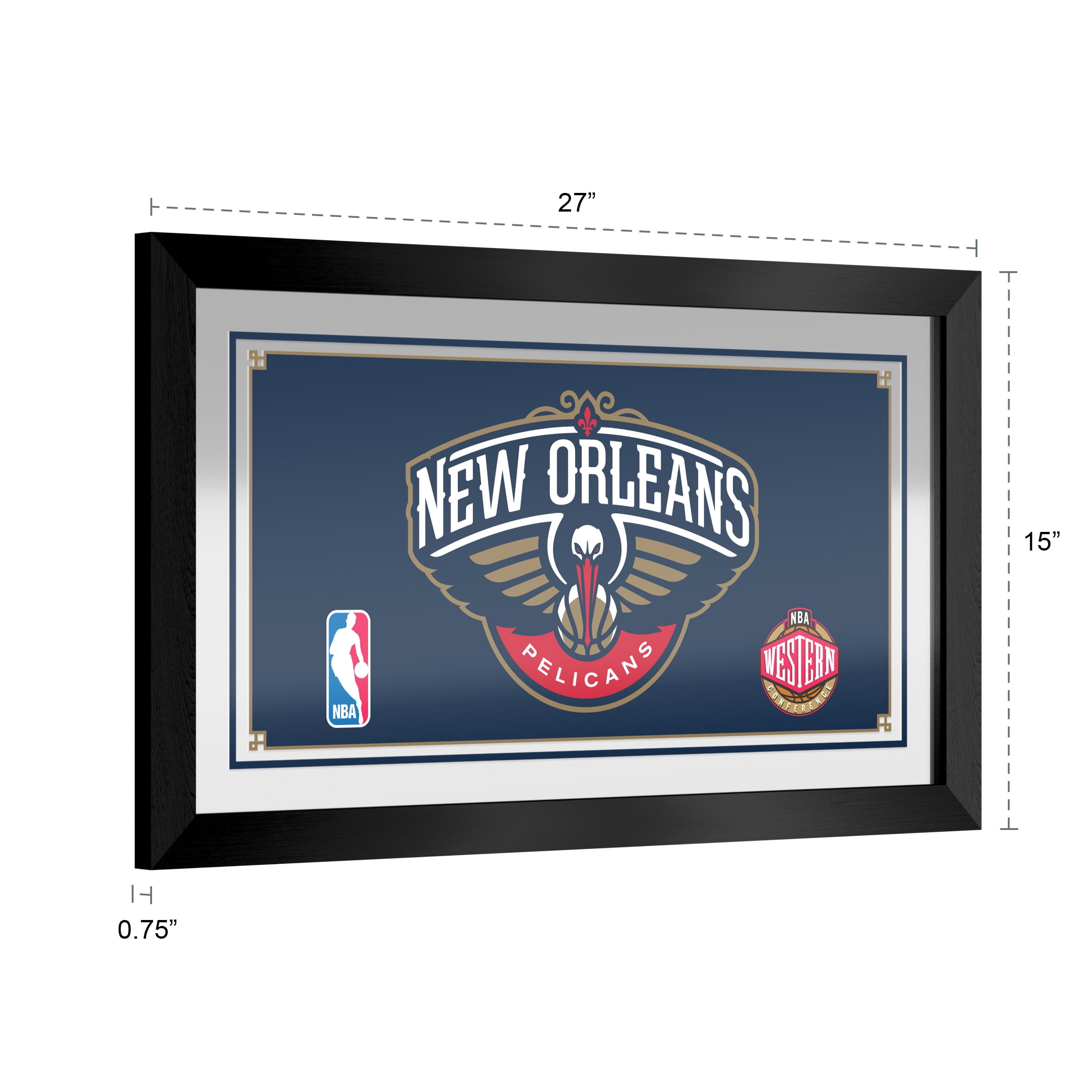New Orleans Pelicans Logo Ready-To-Hang Black Framed Wall Mirror