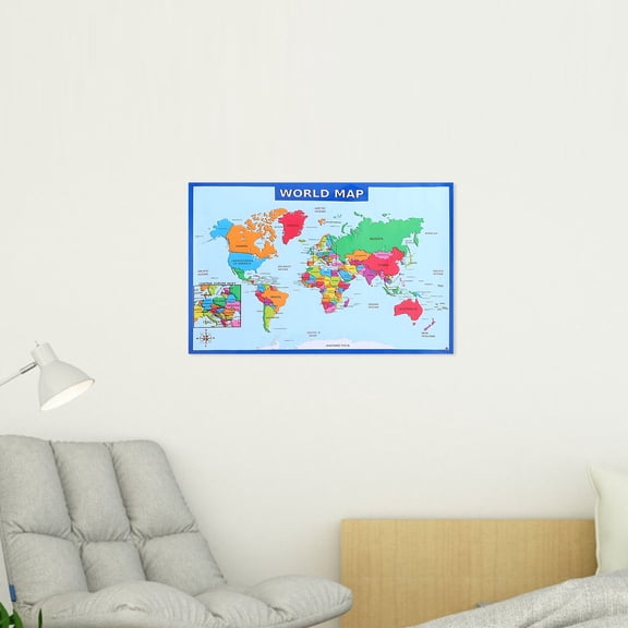 UPKOCH 1 Set of Geography World Country Map Poster Assorted Color Educational Teaching Tool for Classroom Decorations