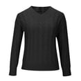 thumbnail image 4 of Women's Cable Knit Sweater V Neck Long Sleeve Pullover Top Lightweight Soft Business Casual Fall Outfit Black XL, 4 of 6