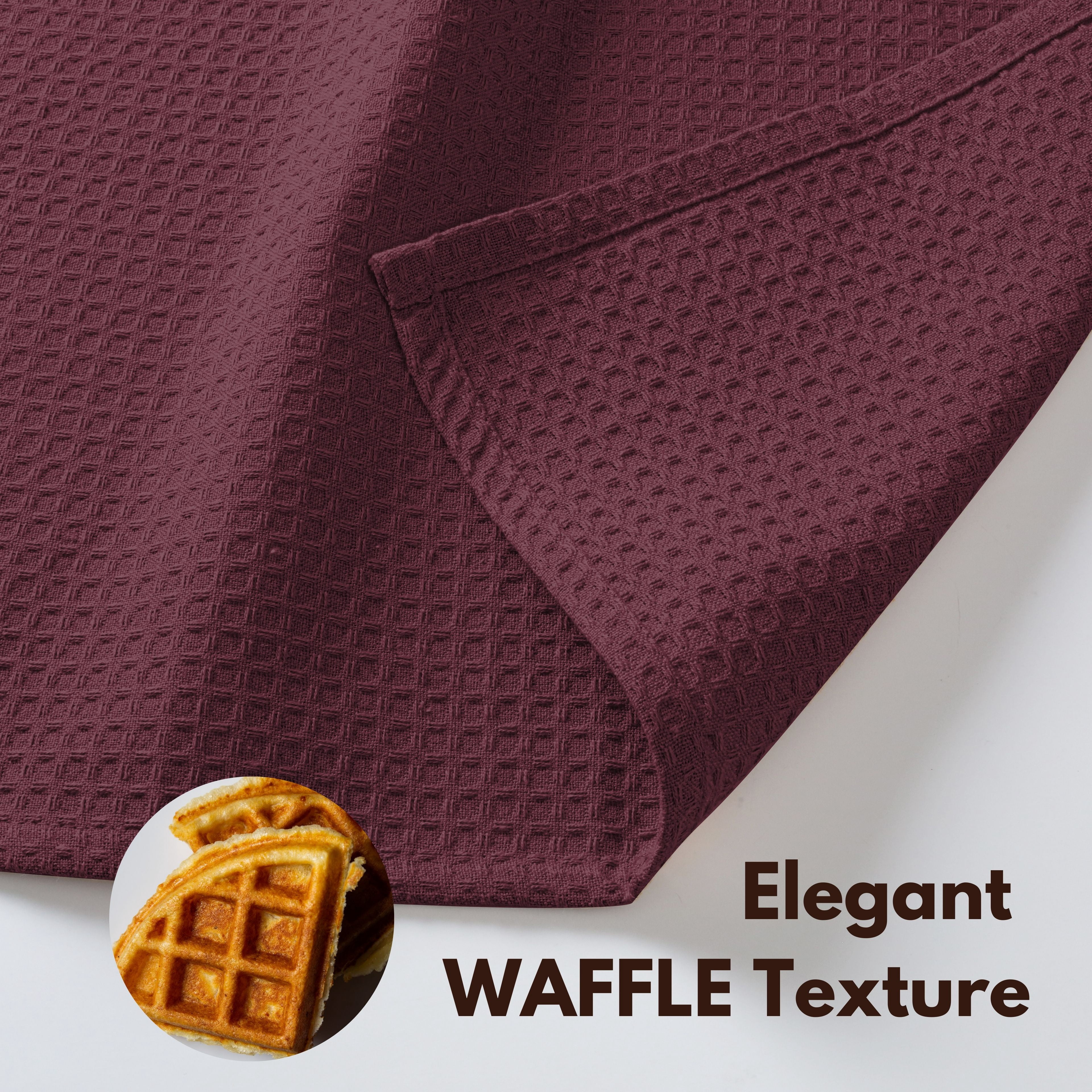 Native Fab 12 Pack Waffle Kitchen Towels - Soft Dish Cloths for Cleaning Drying - Burgundy Wine