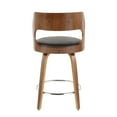 thumbnail image 6 of Cecina Mid-Century Modern Counter Stool With Swivel In Walnut And Brown Faux Leather - Set Of 2, 6 of 7