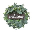 thumbnail image 1 of Corona de bienvenida de de eucalitto para puerta frontal, artesanal con hojas versátiles, decoración de primavera y verano Fanmusic Corona de bienvenida, 1 of 7