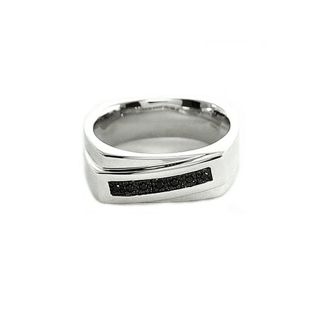 Men's Black Diamond Accent Seven-Stone Sterling Silver Ring