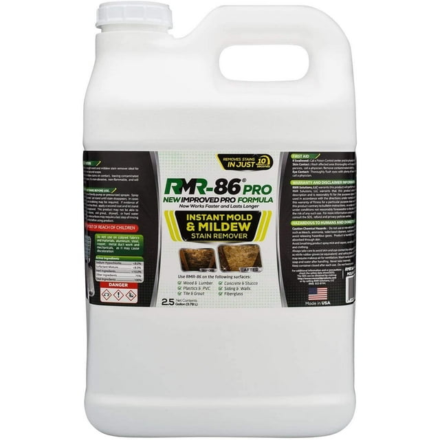 RMR-86 Pro Instant Mold Stain & Mildew Stain Remover - Contractor Grade Cleaning Solution, Professional Quality Formula, Odor Removal, 2.5 Gallon
