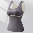 thumbnail image 2 of Woman's Plus Size Tank Tops Solid Color Derong Warm Vest With Chest Cushion Sleeveless Skinny Fit Sexy Top Built in Bra Tank Tops for Women, 2 of 4
