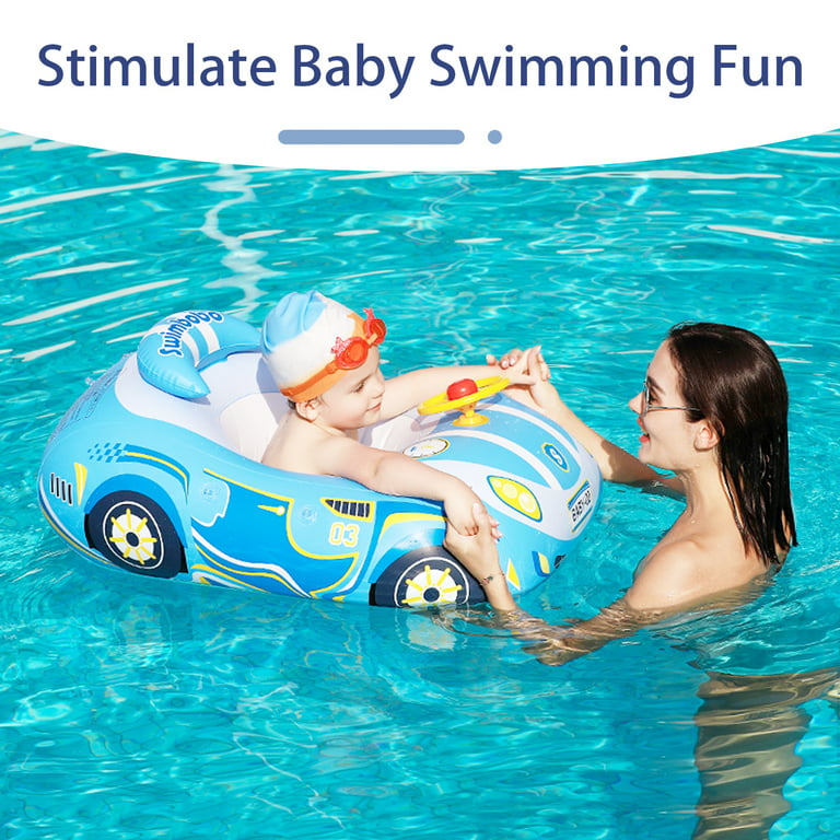 Baby Swim Float Car Shaped Stable Baby Pool Float With Canopy For