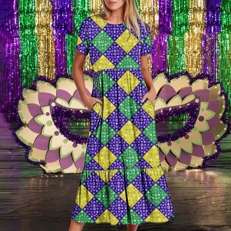 chinese dress ladies Xiaojmake Women's Mardi Gras Dress Color Block Swing Maxi Dress Homecoming  Dresses Holiday Carnival Formal Evening Dresses : Amazon.ca: Clothing, main image 0